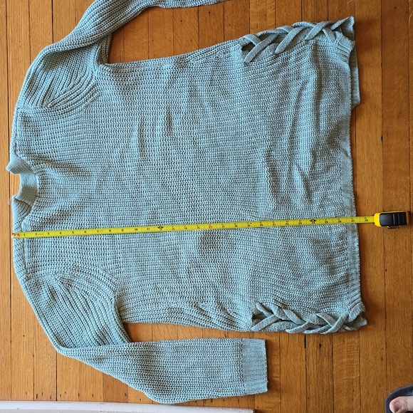 LOVE ELLIE Audra Side Lace Up Detail Textured Cardigan, Sage Green, Women's L - Picture 11 of 12